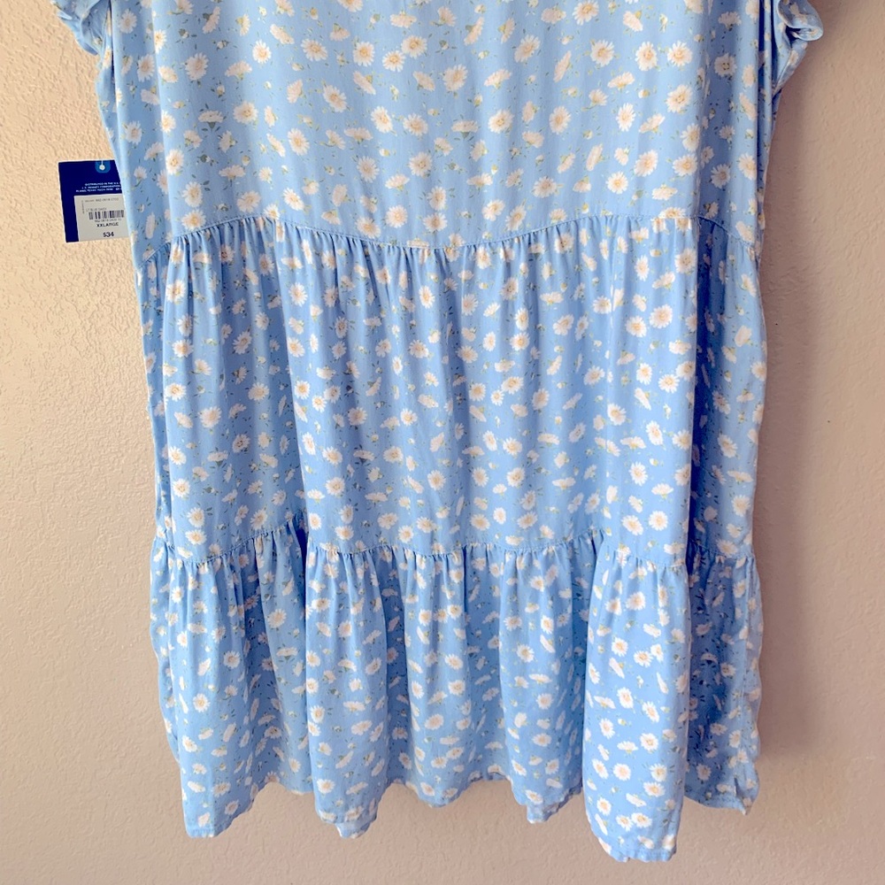 Arizona Jean Co. Light Blue Daisy Tiered Ruffle Sleeve Boho Dress Size XXL NWT - Picture 7 of 9